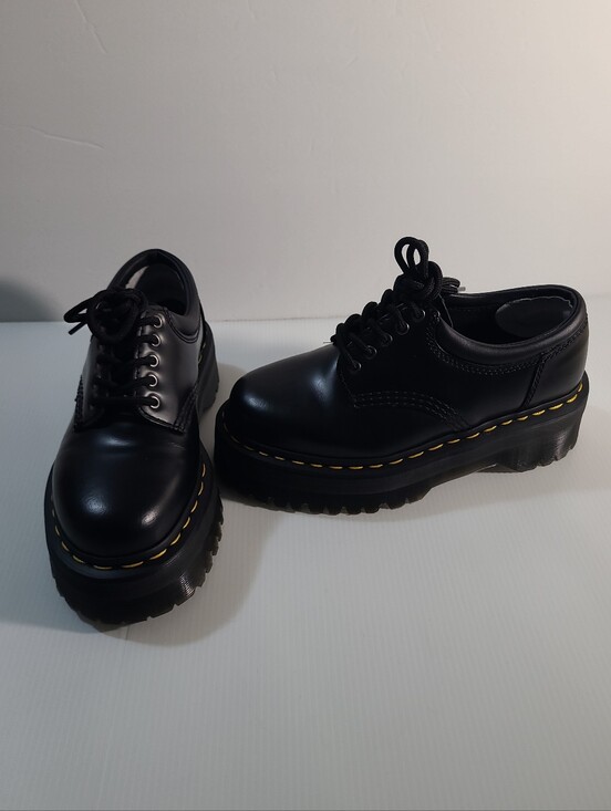 Dr. Martens Black Leather  Sole Platform Lace Up 8053 Quad Size 5 Womens main image 0
